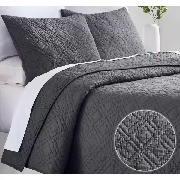 imageCalifornia Design Den HandQuilted Quilt Twin Size 100 Cotton Fabric 2 Piece Ivory Quilt Twin Set All Season Lightweight PreSoftened Diamond Pattern Creamy IvoryCharcoal