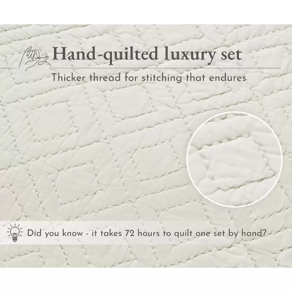 imageCalifornia Design Den HandQuilted Quilt Twin Size 100 Cotton Fabric 2 Piece Ivory Quilt Twin Set All Season Lightweight PreSoftened Diamond Pattern Creamy IvoryIvory