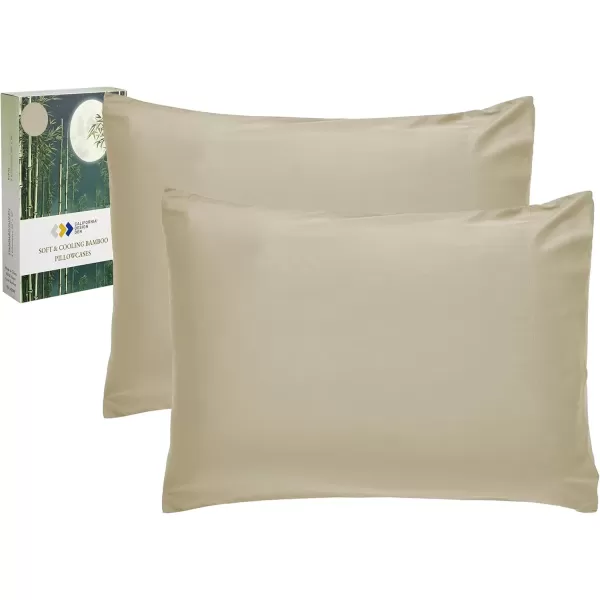 imageCalifornia Design Den Rayon from Bamboo Pillowcases Standard Size Set of 2 for Smooth Hair ampamp Skin Fits Standard ampamp Queen Pillows Navy BlueBeige