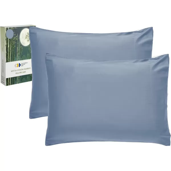 imageCalifornia Design Den Rayon from Bamboo Pillowcases Standard Size Set of 2 for Smooth Hair ampamp Skin Fits Standard ampamp Queen Pillows Navy BlueBlue Hydrangea