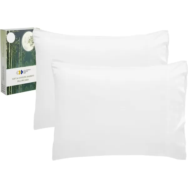 imageCalifornia Design Den Rayon from Bamboo Pillowcases Standard Size Set of 2 for Smooth Hair ampamp Skin Fits Standard ampamp Queen Pillows Navy BlueBright White