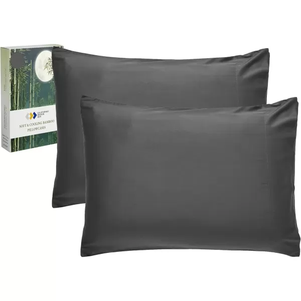 imageCalifornia Design Den Rayon from Bamboo Pillowcases Standard Size Set of 2 for Smooth Hair ampamp Skin Fits Standard ampamp Queen Pillows Navy BlueGrey