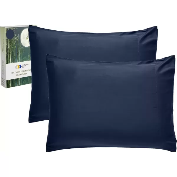 imageCalifornia Design Den Rayon from Bamboo Pillowcases Standard Size Set of 2 for Smooth Hair ampamp Skin Fits Standard ampamp Queen Pillows Navy BlueNavy Blue