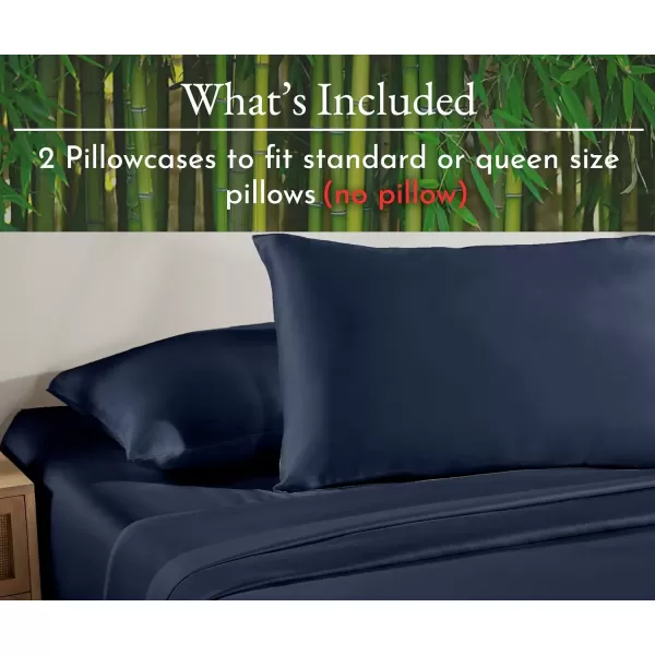 imageCalifornia Design Den Rayon from Bamboo Pillowcases Standard Size Set of 2 for Smooth Hair ampamp Skin Fits Standard ampamp Queen Pillows Navy BlueNavy Blue