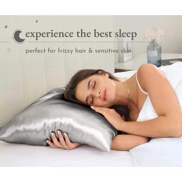 imageCalifornia Design Den Rayon from Bamboo Pillowcases Standard Size Set of 2 for Smooth Hair ampamp Skin Fits Standard ampamp Queen Pillows Navy BlueSilver Gray
