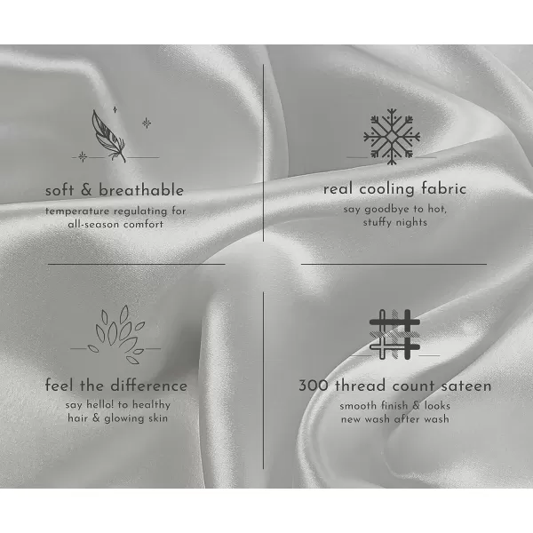 imageCalifornia Design Den Rayon from Bamboo Pillowcases Standard Size Set of 2 for Smooth Hair ampamp Skin Fits Standard ampamp Queen Pillows Navy BlueSilver Gray