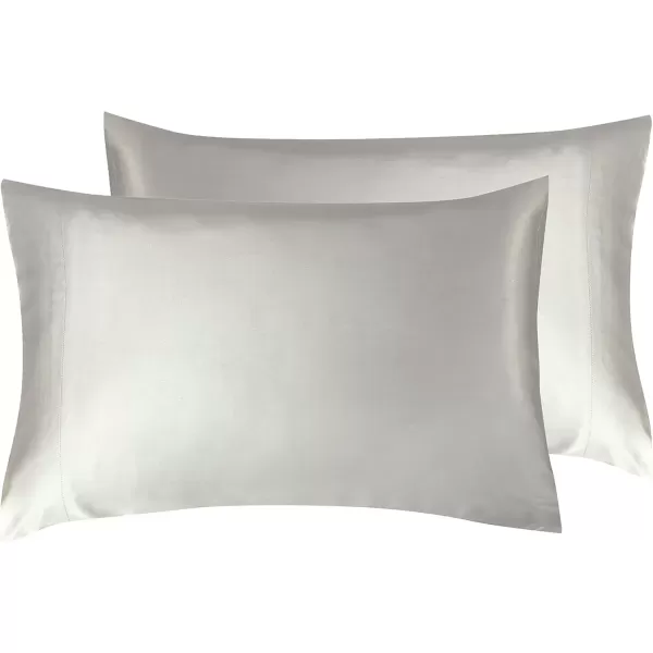 imageCalifornia Design Den Rayon from Bamboo Pillowcases Standard Size Set of 2 for Smooth Hair ampamp Skin Fits Standard ampamp Queen Pillows Navy BlueSilver Gray