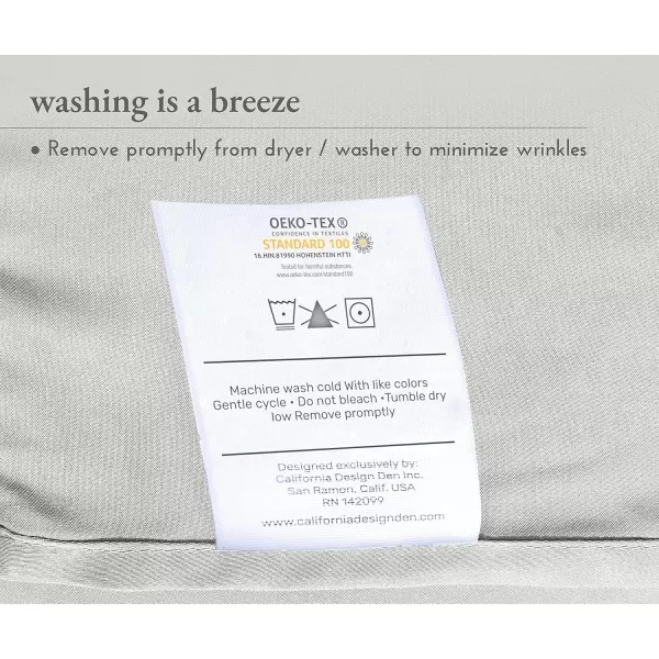 imageCalifornia Design Den Rayon from Bamboo Pillowcases Standard Size Set of 2 for Smooth Hair ampamp Skin Fits Standard ampamp Queen Pillows Navy BlueSilver Gray