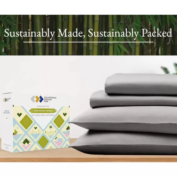 imageCalifornia Design Den Rayon from Bamboo Sheets Queen Size Bed Luxury Silk Sheets Cooling Sheets White Bedsheets with Snug Fitted Deep Pockets Queen WhiteSilver Gray