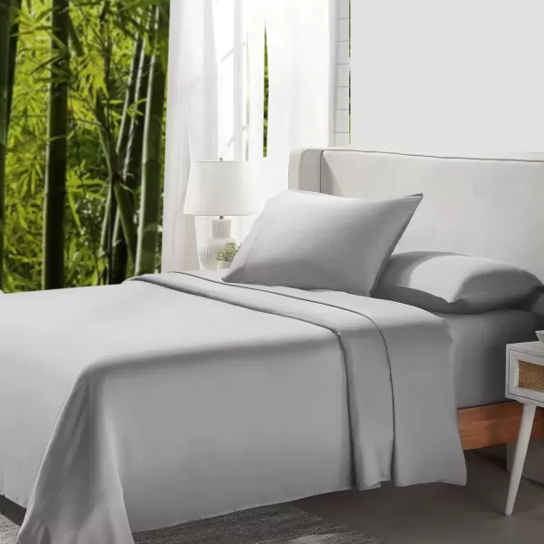 imageCalifornia Design Den Rayon from Bamboo Sheets Queen Size Bed Luxury Silk Sheets Cooling Sheets White Bedsheets with Snug Fitted Deep Pockets Queen WhiteSilver Gray