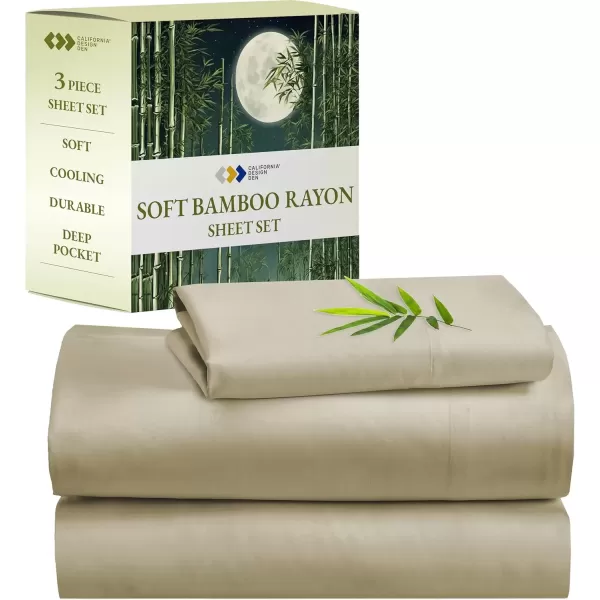 imageCalifornia Design Den Rayon from Bamboo Sheets Queen Size Bed Luxury Silk Sheets Cooling Sheets White Bedsheets with Snug Fitted Deep Pockets Queen WhiteBeige