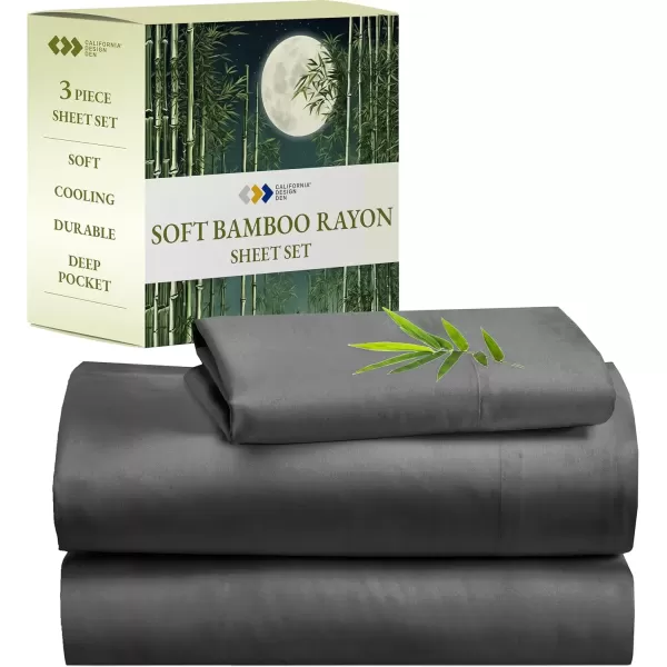 imageCalifornia Design Den Rayon from Bamboo Sheets Queen Size Bed Luxury Silk Sheets Cooling Sheets White Bedsheets with Snug Fitted Deep Pockets Queen WhiteGrey