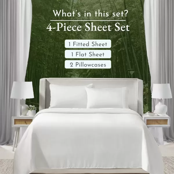 imageCalifornia Design Den Rayon from Bamboo Sheets Queen Size Bed Luxury Silk Sheets Cooling Sheets White Bedsheets with Snug Fitted Deep Pockets Queen WhiteIvory