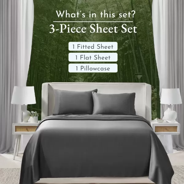 imageCalifornia Design Den Rayon from Bamboo Sheets Queen Size Bed Luxury Silk Sheets Cooling Sheets White Bedsheets with Snug Fitted Deep Pockets Queen WhiteGrey