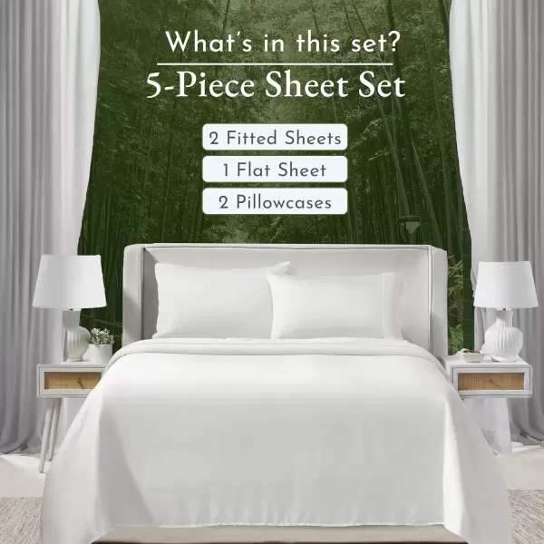 imageCalifornia Design Den Rayon from Bamboo Sheets Queen Size Bed Luxury Silk Sheets Cooling Sheets White Bedsheets with Snug Fitted Deep Pockets Queen WhiteIvory