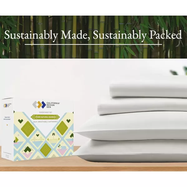 imageCalifornia Design Den Rayon from Bamboo Sheets Queen Size Bed Luxury Silk Sheets Cooling Sheets White Bedsheets with Snug Fitted Deep Pockets Queen WhiteIvory