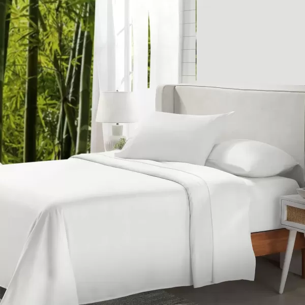imageCalifornia Design Den Rayon from Bamboo Sheets Queen Size Bed Luxury Silk Sheets Cooling Sheets White Bedsheets with Snug Fitted Deep Pockets Queen WhiteIvory