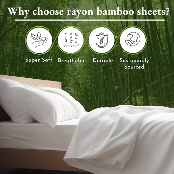 imageCalifornia Design Den Rayon from Bamboo Sheets Queen Size Bed Luxury Silk Sheets Cooling Sheets White Bedsheets with Snug Fitted Deep Pockets Queen WhiteGrey