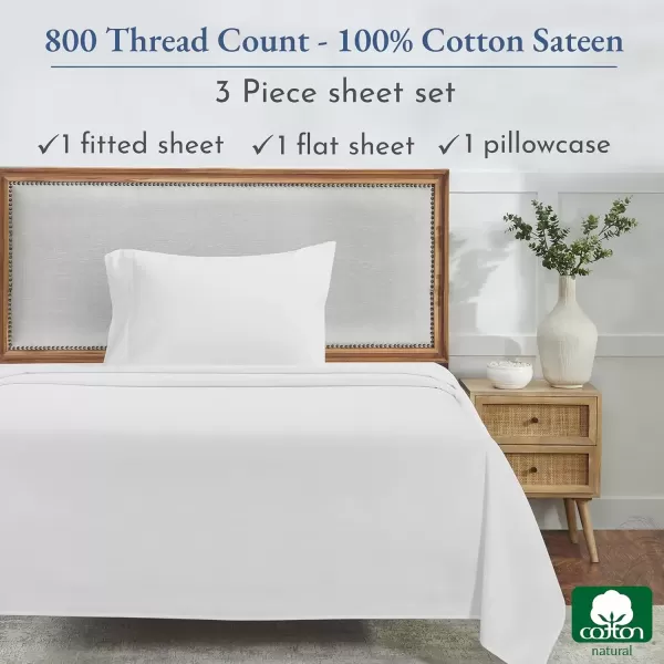 imageCalifornia Design Den Split King Sheets Sets for Adjustable Bed  Buttery Soft 800 Thread Count 100 Cotton Set  Beats Fake Egyptian Claims Bedding Set with Durable Twin XL Fitted Sheets WhiteBright White
