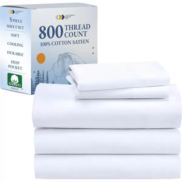 imageCalifornia Design Den Split King Sheets Sets for Adjustable Bed  Buttery Soft 800 Thread Count 100 Cotton Set  Beats Fake Egyptian Claims Bedding Set with Durable Twin XL Fitted Sheets WhiteBright White