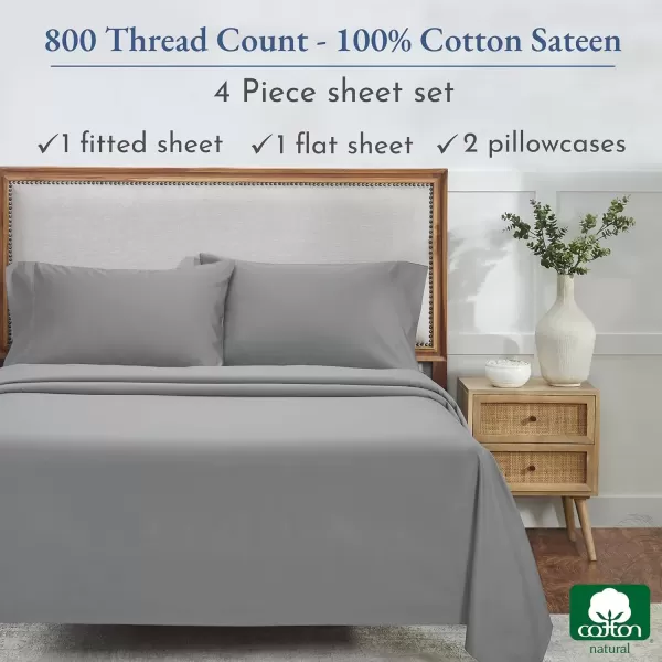 imageCalifornia Design Den Split King Sheets Sets for Adjustable Bed  Buttery Soft 800 Thread Count 100 Cotton Set  Beats Fake Egyptian Claims Bedding Set with Durable Twin XL Fitted Sheets WhiteLight Grey