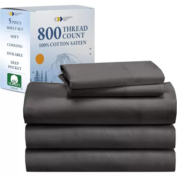 imageCalifornia Design Den Split King Sheets Sets for Adjustable Bed  Buttery Soft 800 Thread Count 100 Cotton Set  Beats Fake Egyptian Claims Bedding Set with Durable Twin XL Fitted Sheets WhiteGrey