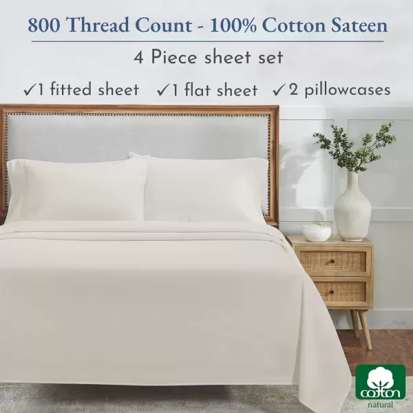 imageCalifornia Design Den Split King Sheets Sets for Adjustable Bed  Buttery Soft 800 Thread Count 100 Cotton Set  Beats Fake Egyptian Claims Bedding Set with Durable Twin XL Fitted Sheets WhiteIvory