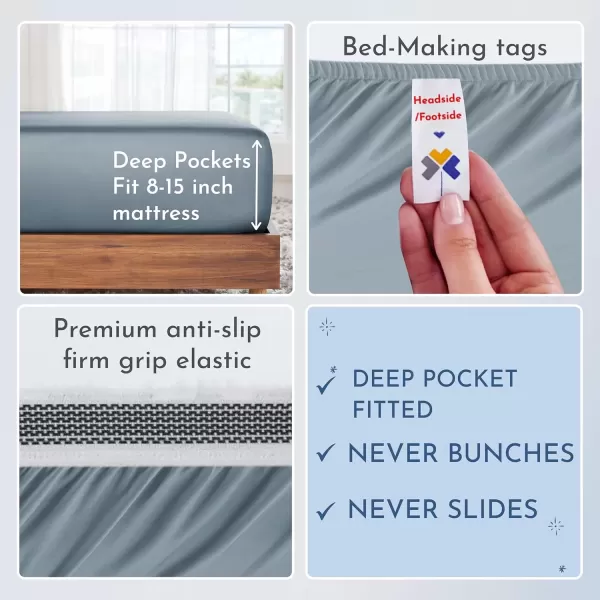 imageCalifornia Design Den Split King Sheets Sets for Adjustable Bed  Buttery Soft 800 Thread Count 100 Cotton Set  Beats Fake Egyptian Claims Bedding Set with Durable Twin XL Fitted Sheets WhiteBlue