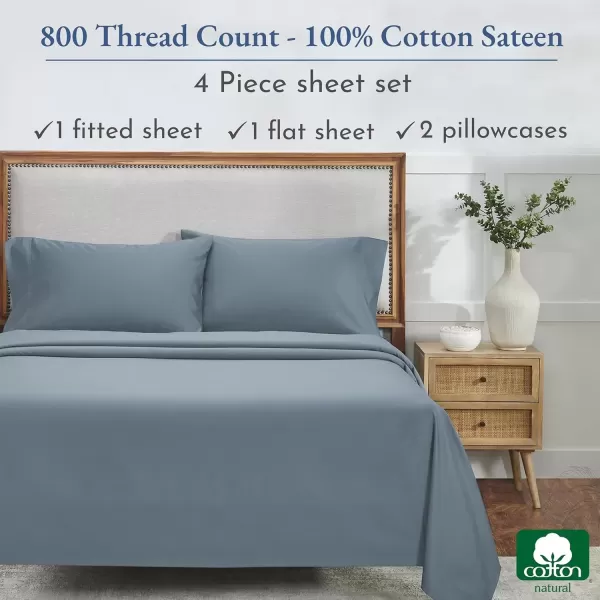 imageCalifornia Design Den Split King Sheets Sets for Adjustable Bed  Buttery Soft 800 Thread Count 100 Cotton Set  Beats Fake Egyptian Claims Bedding Set with Durable Twin XL Fitted Sheets WhiteBlue