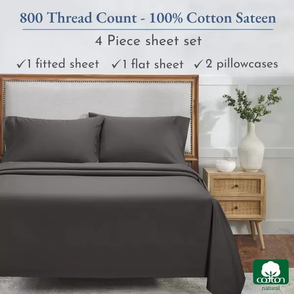 imageCalifornia Design Den Split King Sheets Sets for Adjustable Bed  Buttery Soft 800 Thread Count 100 Cotton Set  Beats Fake Egyptian Claims Bedding Set with Durable Twin XL Fitted Sheets WhiteGrey