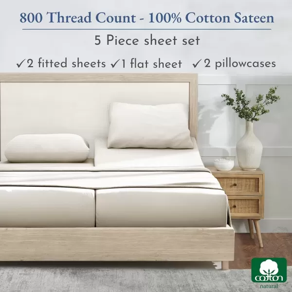 imageCalifornia Design Den Split King Sheets Sets for Adjustable Bed  Buttery Soft 800 Thread Count 100 Cotton Set  Beats Fake Egyptian Claims Bedding Set with Durable Twin XL Fitted Sheets WhiteIvory