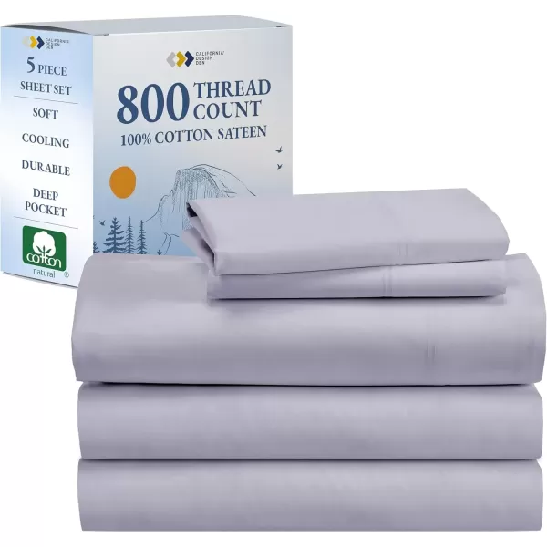 imageCalifornia Design Den Split King Sheets Sets for Adjustable Bed  Buttery Soft 800 Thread Count 100 Cotton Set  Beats Fake Egyptian Claims Bedding Set with Durable Twin XL Fitted Sheets WhiteLavender