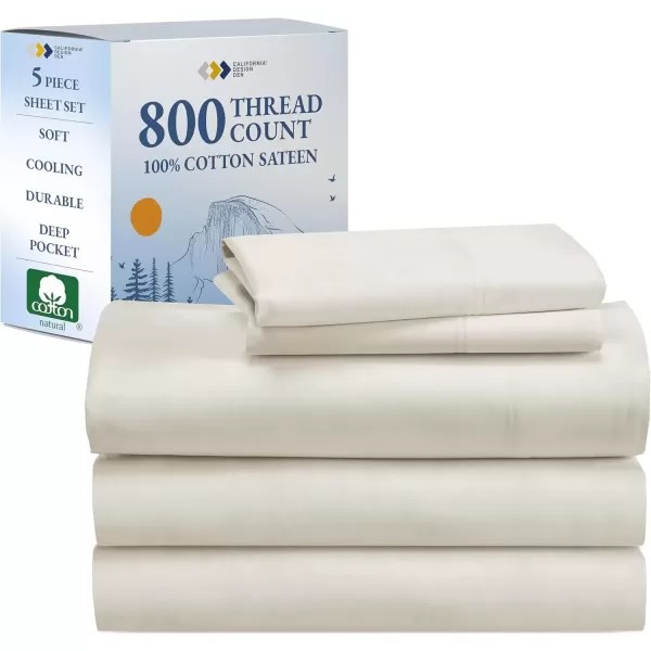 imageCalifornia Design Den Split King Sheets Sets for Adjustable Bed  Buttery Soft 800 Thread Count 100 Cotton Set  Beats Fake Egyptian Claims Bedding Set with Durable Twin XL Fitted Sheets WhiteIvory