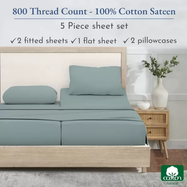 imageCalifornia Design Den Split King Sheets Sets for Adjustable Bed  Buttery Soft 800 Thread Count 100 Cotton Set  Beats Fake Egyptian Claims Bedding Set with Durable Twin XL Fitted Sheets WhiteSoft Teal