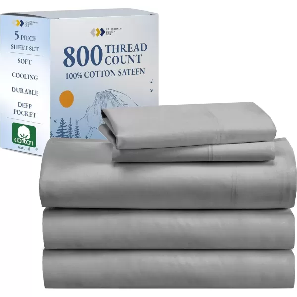 imageCalifornia Design Den Split King Sheets Sets for Adjustable Bed  Buttery Soft 800 Thread Count 100 Cotton Set  Beats Fake Egyptian Claims Bedding Set with Durable Twin XL Fitted Sheets WhiteLight Grey