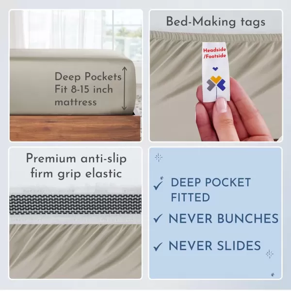 imageCalifornia Design Den Split King Sheets Sets for Adjustable Bed  Buttery Soft 800 Thread Count 100 Cotton Set  Beats Fake Egyptian Claims Bedding Set with Durable Twin XL Fitted Sheets WhiteBeige