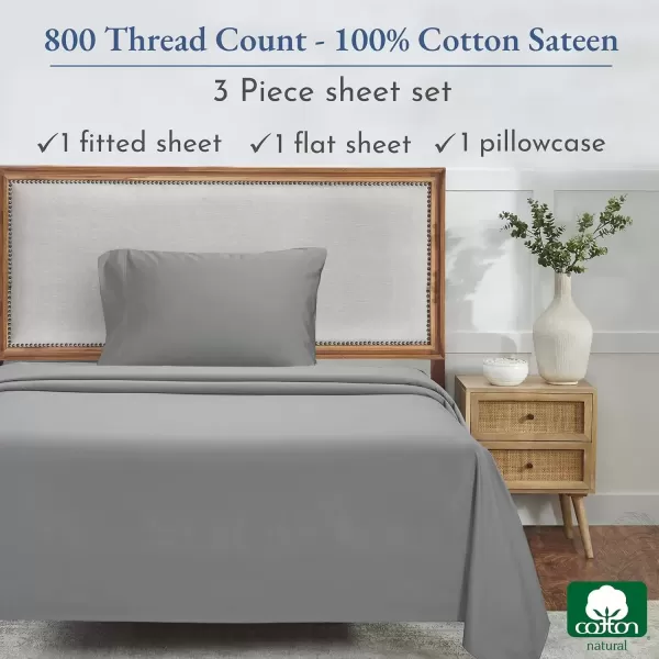 imageCalifornia Design Den Split King Sheets Sets for Adjustable Bed  Buttery Soft 800 Thread Count 100 Cotton Set  Beats Fake Egyptian Claims Bedding Set with Durable Twin XL Fitted Sheets WhiteLight Grey
