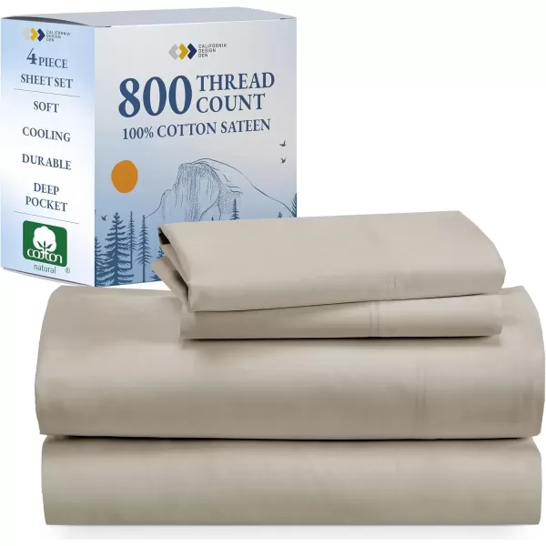 imageCalifornia Design Den Split King Sheets Sets for Adjustable Bed  Buttery Soft 800 Thread Count 100 Cotton Set  Beats Fake Egyptian Claims Bedding Set with Durable Twin XL Fitted Sheets WhiteBeige