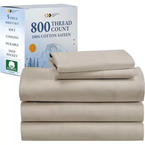 imageCalifornia Design Den Split King Sheets Sets for Adjustable Bed  Buttery Soft 800 Thread Count 100 Cotton Set  Beats Fake Egyptian Claims Bedding Set with Durable Twin XL Fitted Sheets WhiteBeige