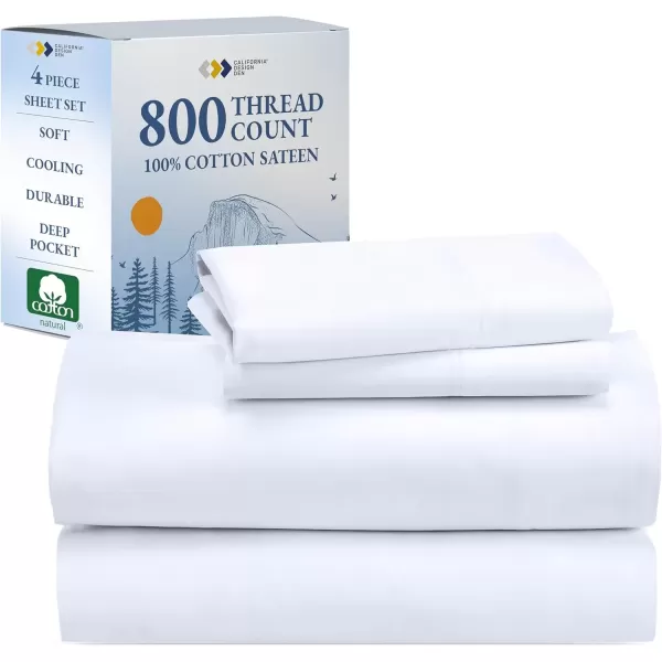 imageCalifornia Design Den Split King Sheets Sets for Adjustable Bed  Buttery Soft 800 Thread Count 100 Cotton Set  Beats Fake Egyptian Claims Bedding Set with Durable Twin XL Fitted Sheets WhiteBright White
