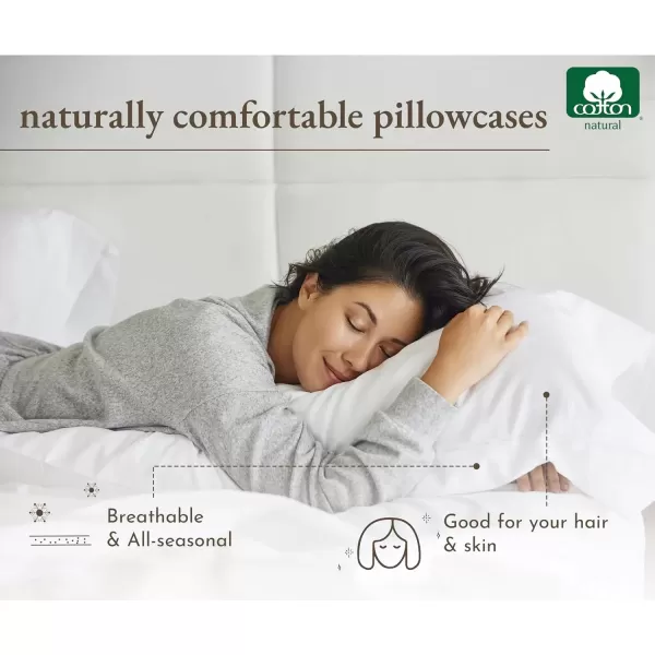 imageCalifornia Design Den 100 Cotton Pillow Cases Standard Size Set of 2 Soft ampamp Cooling Sateen Weave Pillowcase Set StandardQueen BeigeBeige