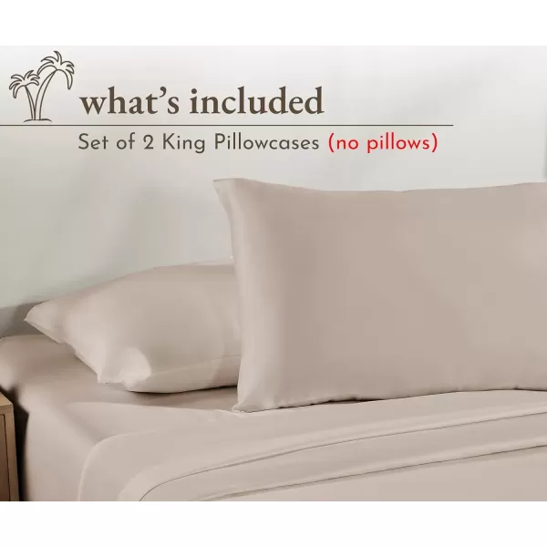 imageCalifornia Design Den 100 Cotton Pillow Cases Standard Size Set of 2 Soft ampamp Cooling Sateen Weave Pillowcase Set StandardQueen BeigeBeige