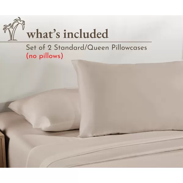 imageCalifornia Design Den 100 Cotton Pillow Cases Standard Size Set of 2 Soft ampamp Cooling Sateen Weave Pillowcase Set StandardQueen BeigeBeige