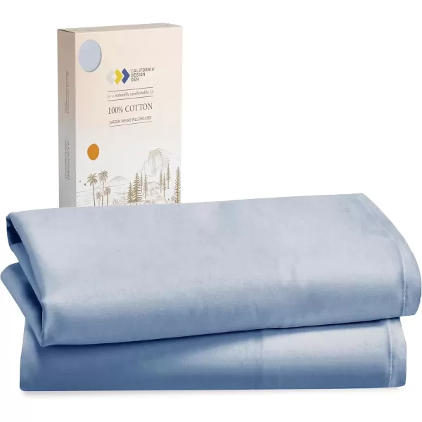 imageCalifornia Design Den 100 Cotton Pillow Cases Standard Size Set of 2 Soft ampamp Cooling Sateen Weave Pillowcase Set StandardQueen BeigeBlue Hydrangea