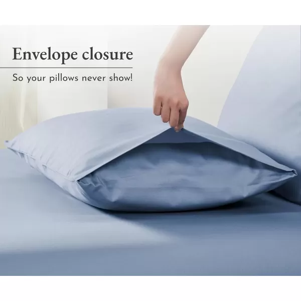 imageCalifornia Design Den 100 Cotton Pillow Cases Standard Size Set of 2 Soft ampamp Cooling Sateen Weave Pillowcase Set StandardQueen BeigeBlue Hydrangea