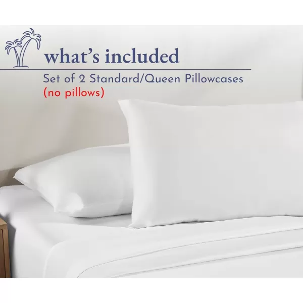 imageCalifornia Design Den 100 Cotton Pillow Cases Standard Size Set of 2 Soft ampamp Cooling Sateen Weave Pillowcase Set StandardQueen BeigeBright White