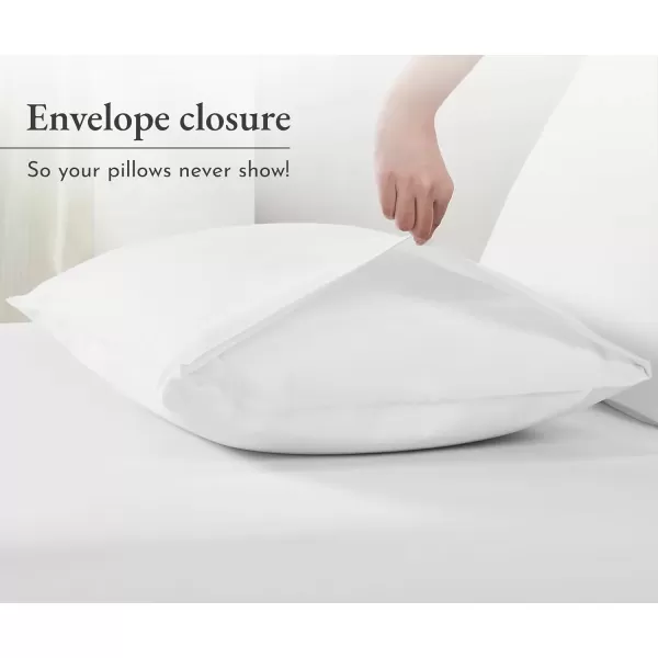 imageCalifornia Design Den 100 Cotton Pillow Cases Standard Size Set of 2 Soft ampamp Cooling Sateen Weave Pillowcase Set StandardQueen BeigeBright White