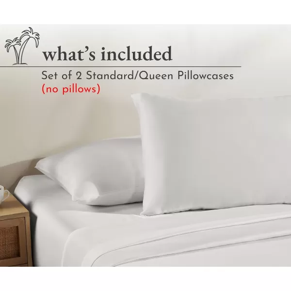 imageCalifornia Design Den 100 Cotton Pillow Cases Standard Size Set of 2 Soft ampamp Cooling Sateen Weave Pillowcase Set StandardQueen BeigeIvory