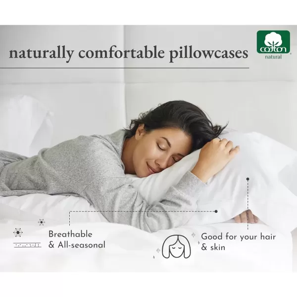 imageCalifornia Design Den 100 Cotton Pillow Cases Standard Size Set of 2 Soft ampamp Cooling Sateen Weave Pillowcase Set StandardQueen BeigeIvory