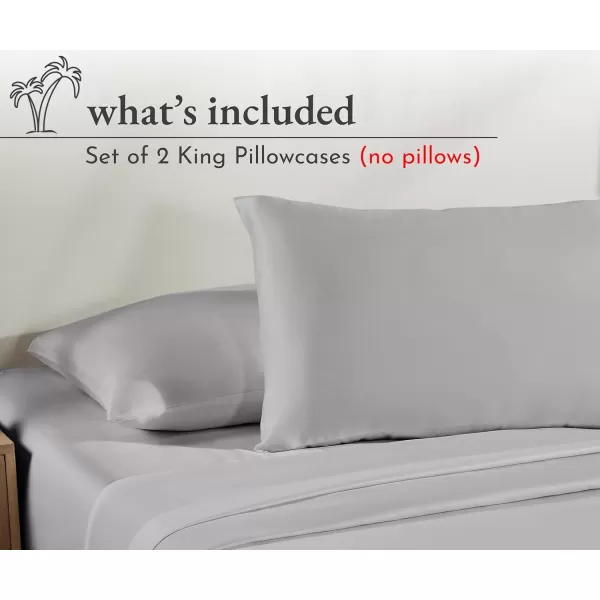 imageCalifornia Design Den 100 Cotton Pillow Cases Standard Size Set of 2 Soft ampamp Cooling Sateen Weave Pillowcase Set StandardQueen BeigeLight Grey